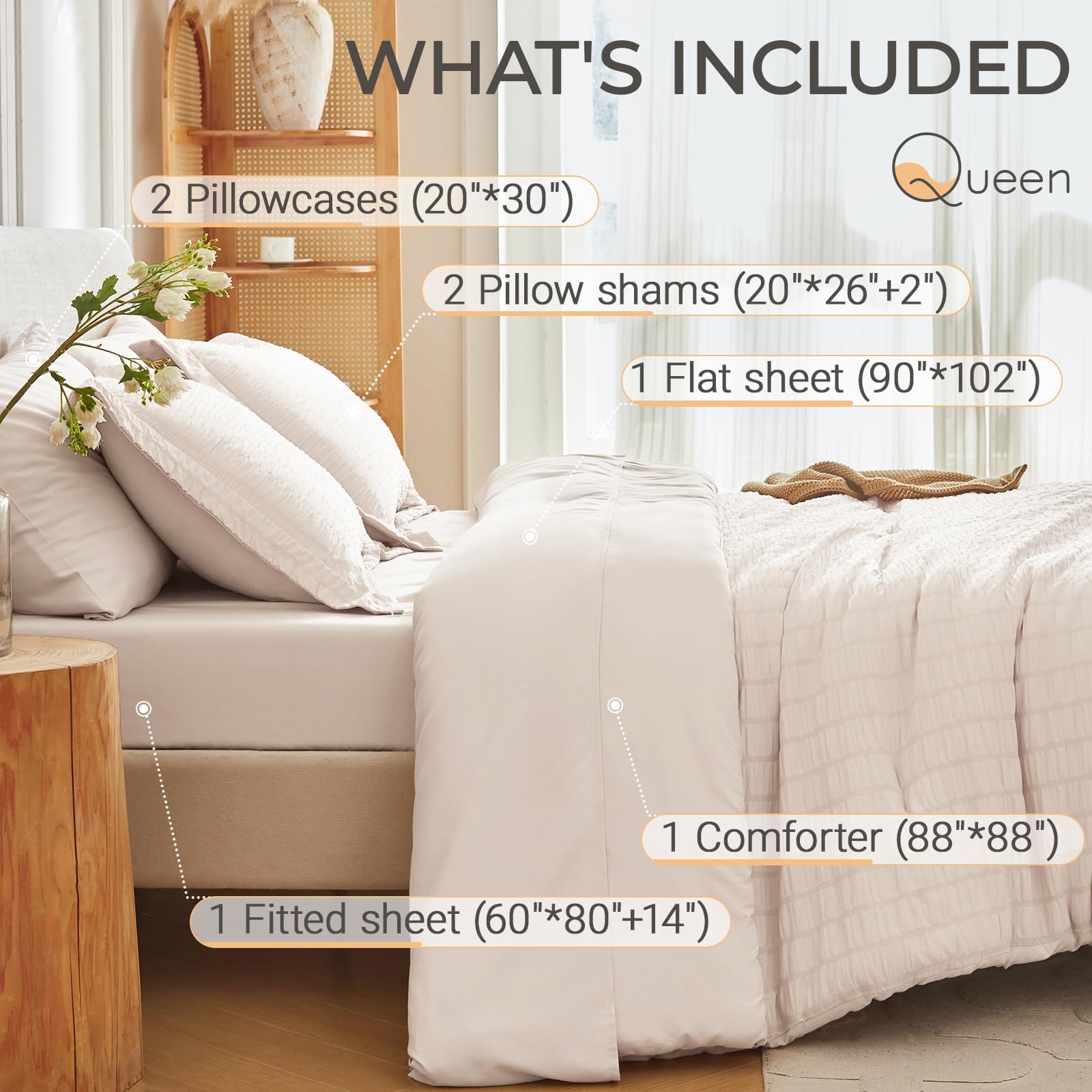MUXHOMO queen flat sheet 90x102 keeps bedding aligned for a neat look.