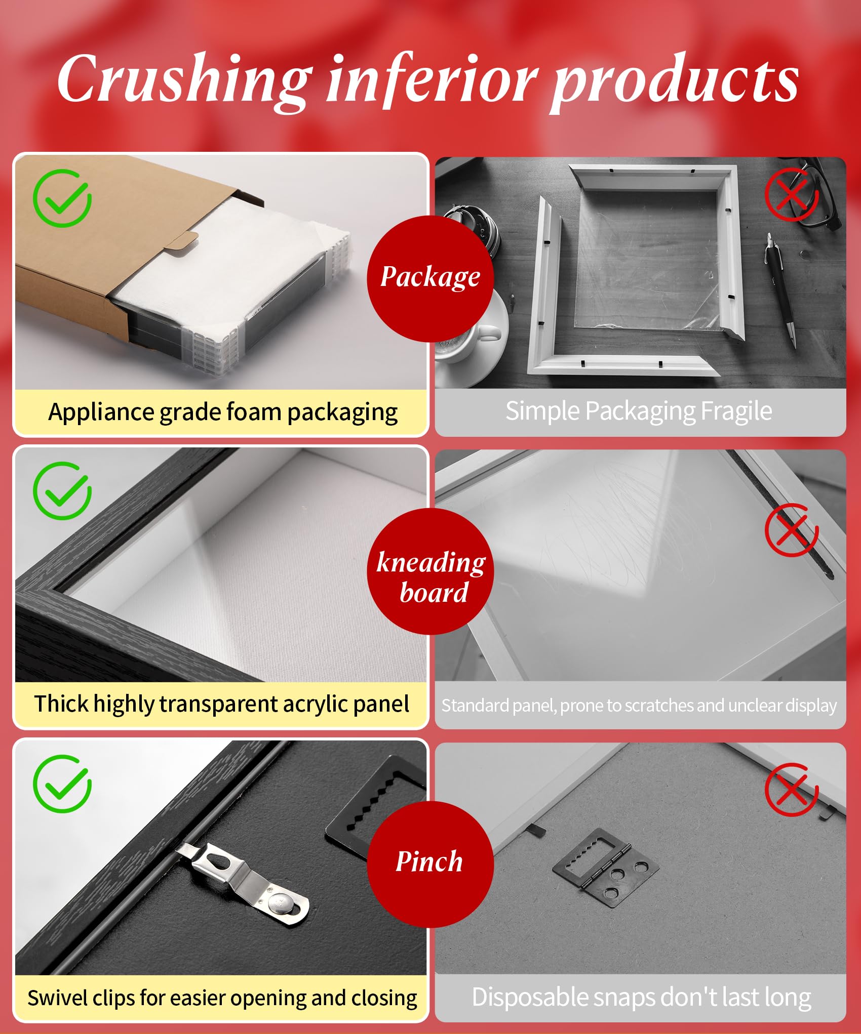 Included decorative pins secure photos and fabrics
