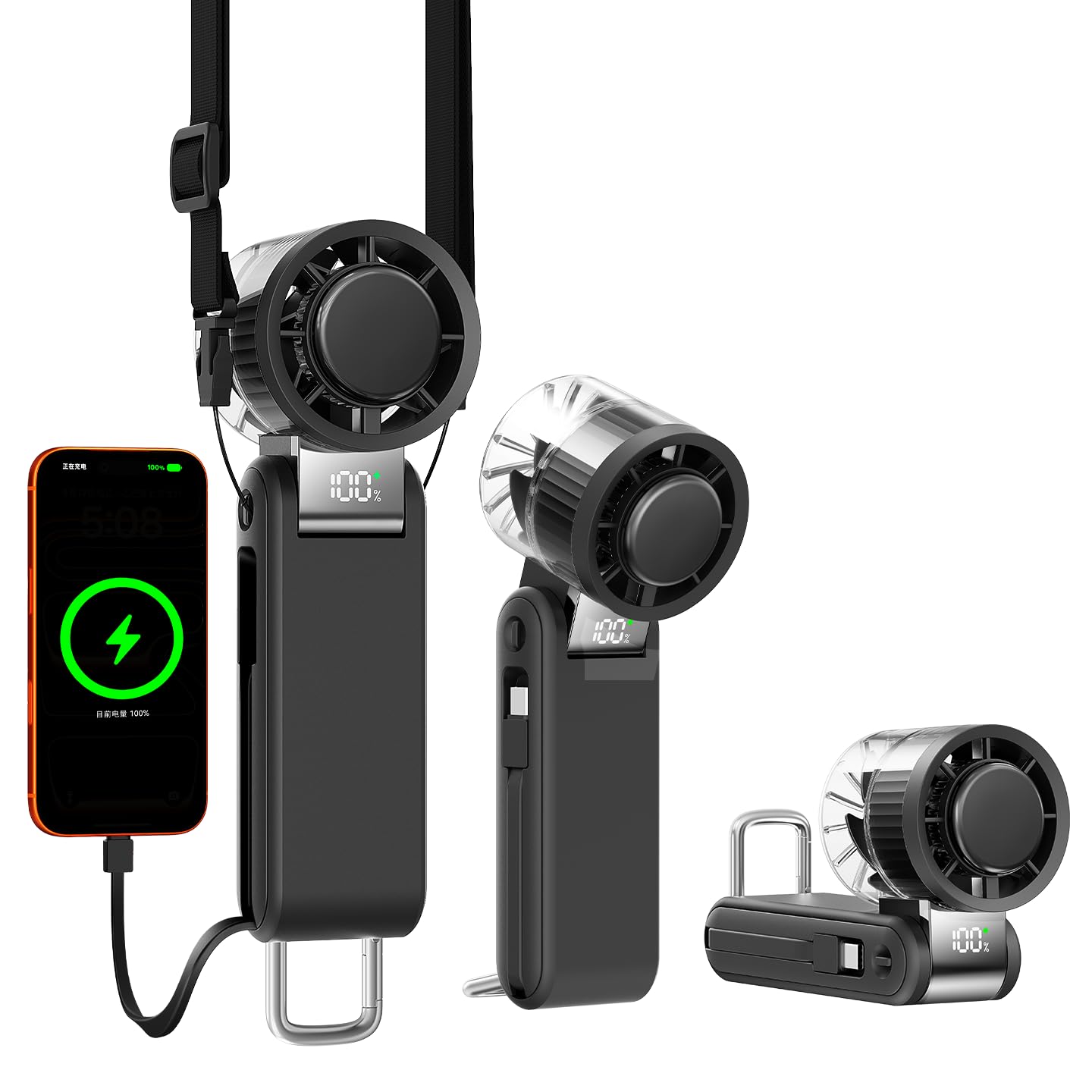 MUXNW portable handheld turbo fan with charge dock for on the go charging