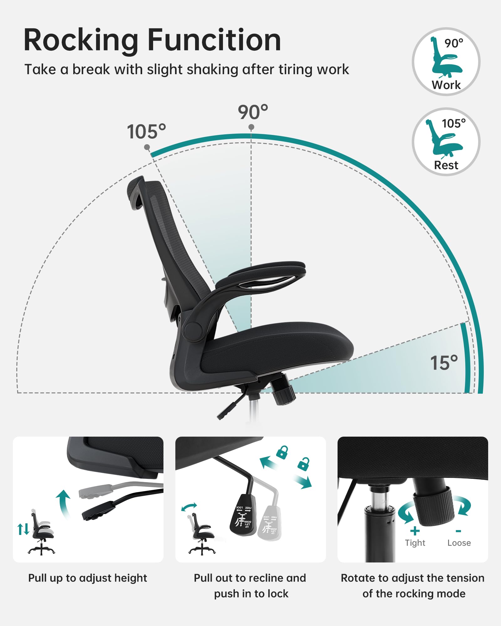 MUXX.STIL adjustable lumbar support adapts to your seated posture.