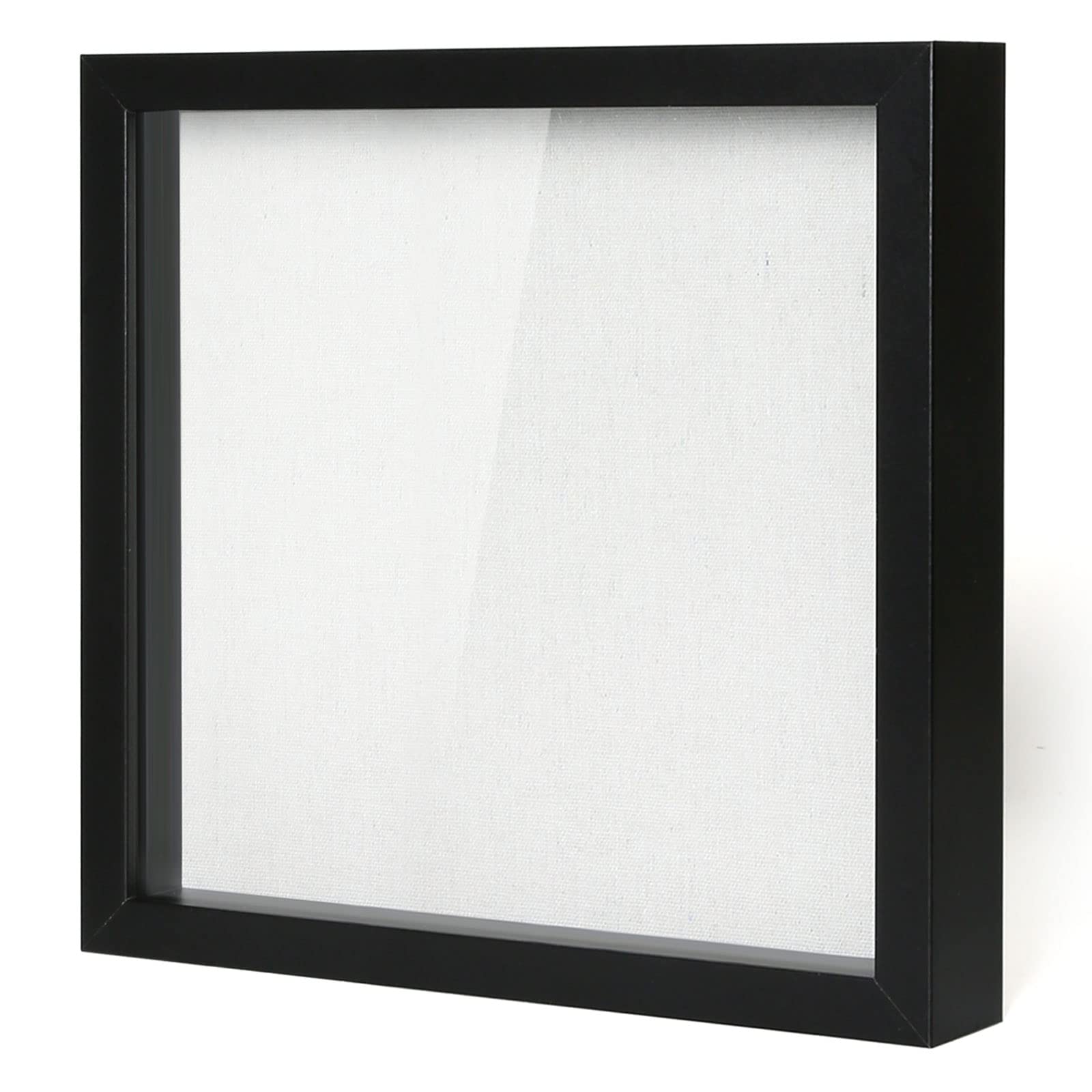 Muzilife 12x12 shadow box front view with linen backboard for keepsakes