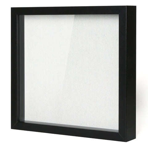 Muzilife 12x12 shadow box front view with linen backboard for keepsakes