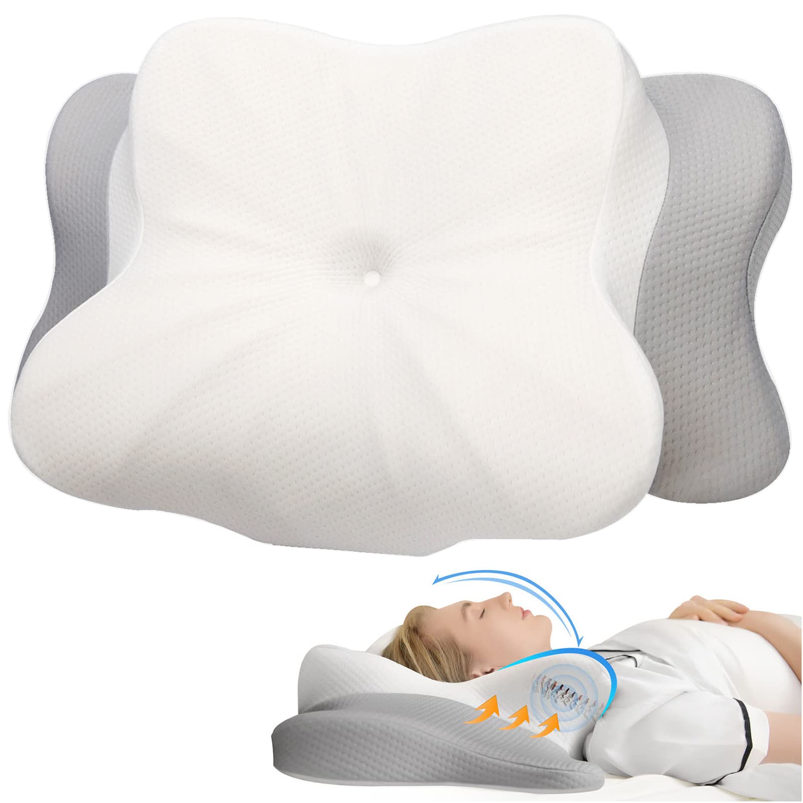Muzsoul pillow shown on bed to create a calm sleep environment.