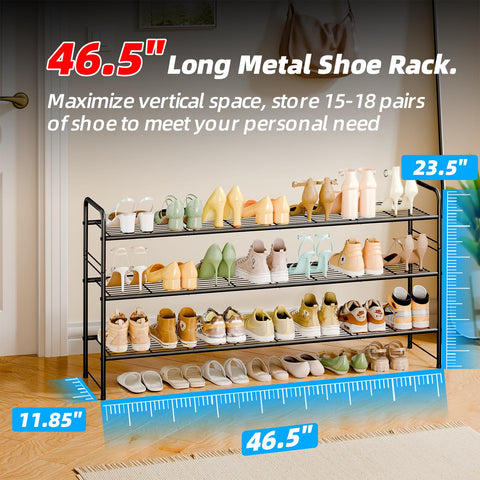 MWQ 3-tier shoe rack black finish complements modern entryways.