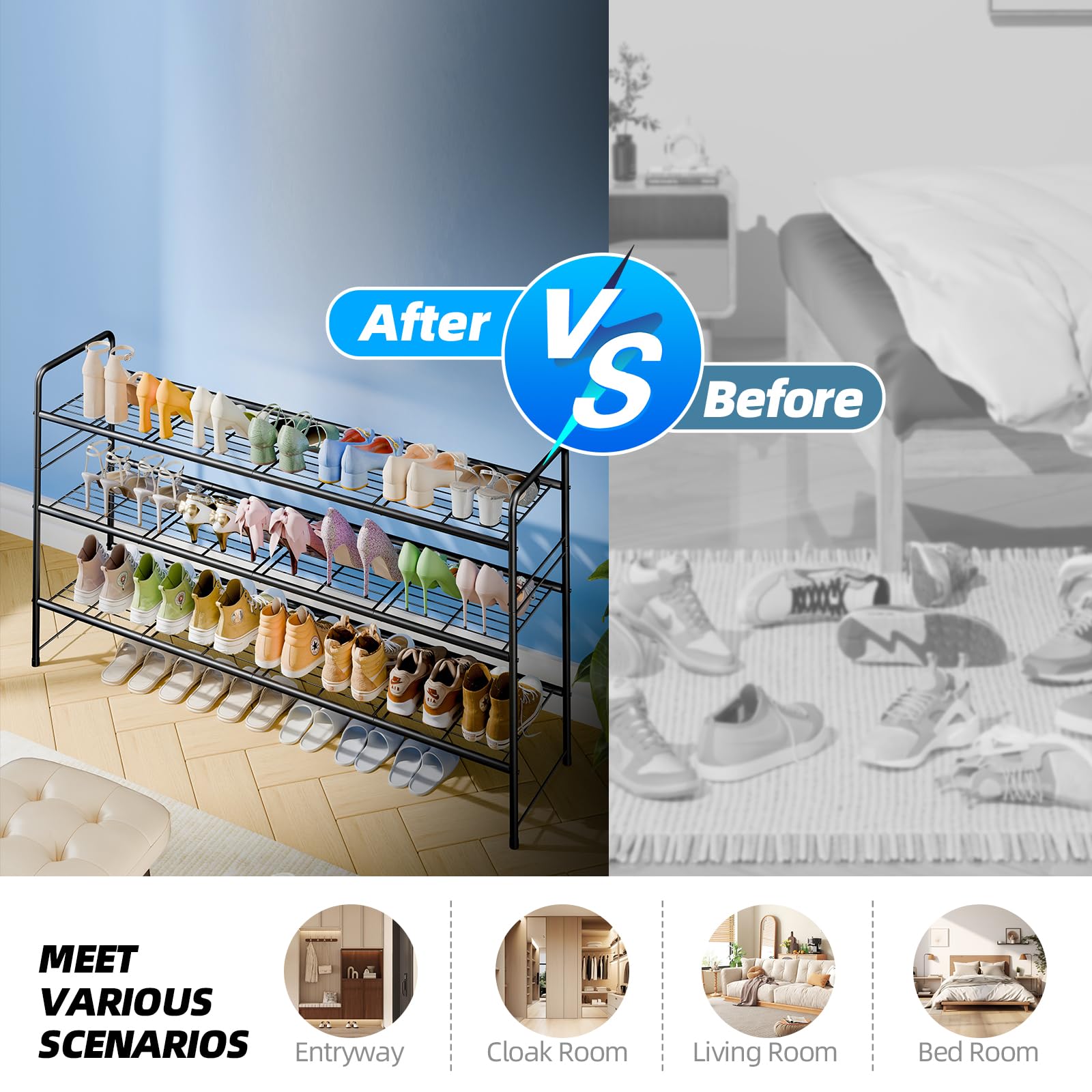 MWQ 3-tier shoe rack entryway placement for fast footwear access.