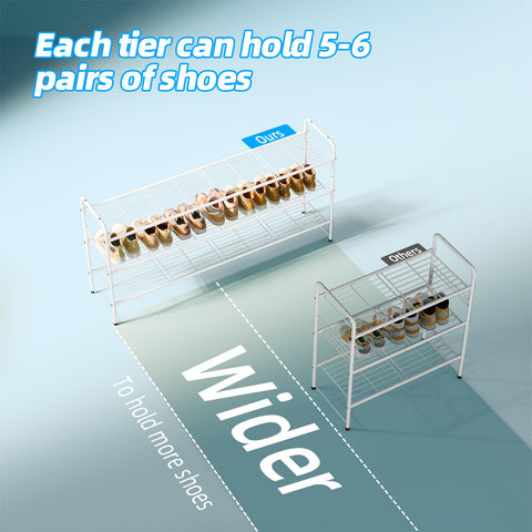 MWQ 3-Tier Shoe Rack set in hallway as a versatile storage solution.