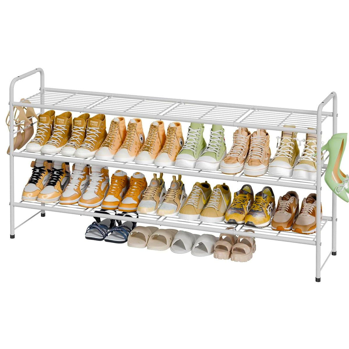 MWQ 3-Tier Shoe Rack metal assembly close-up showing sturdy construction.