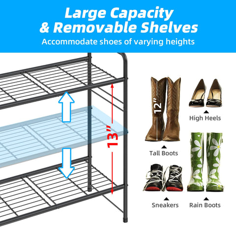 MWQ 3-tier shoe rack waterproof and rustproof for durable storage.