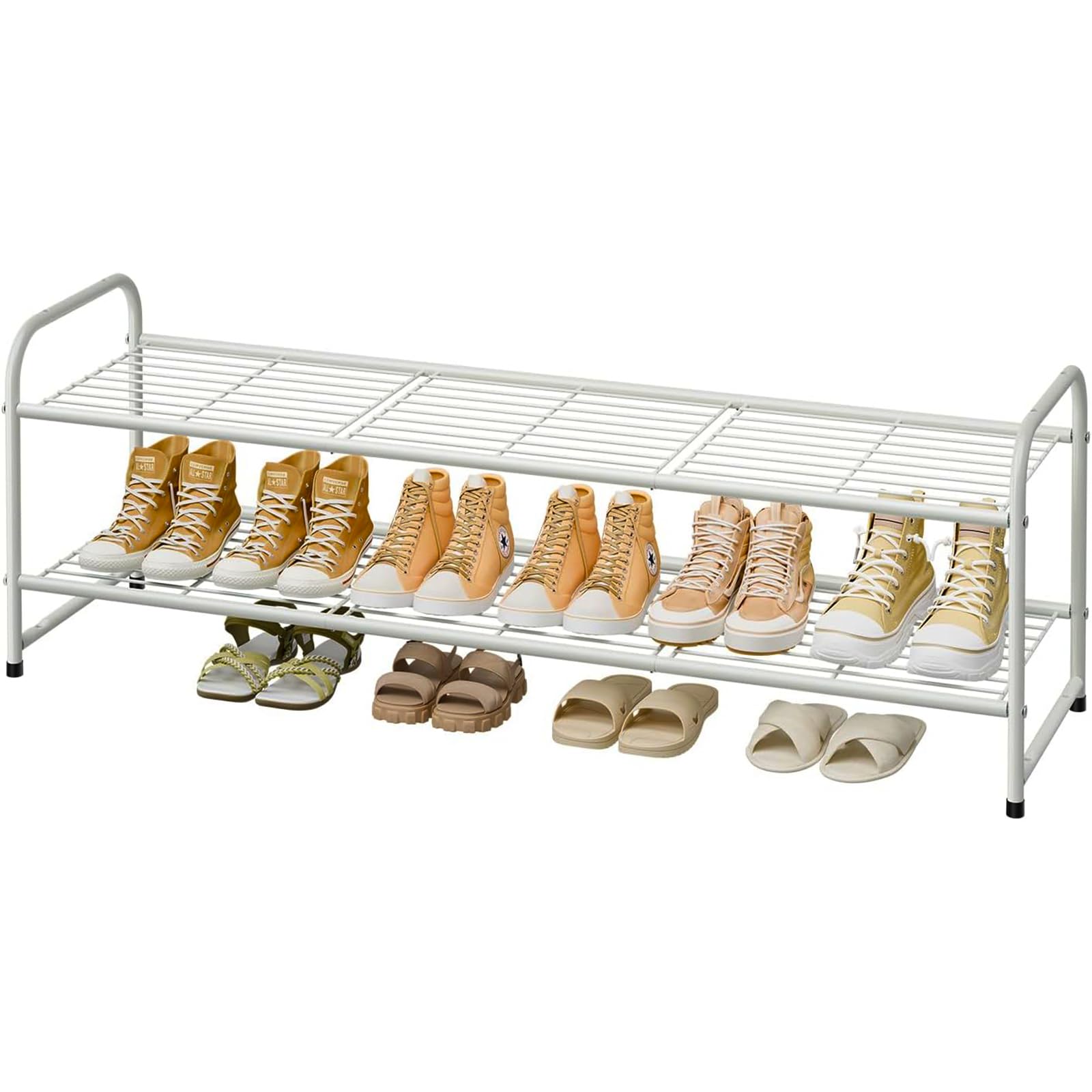 MWQ shoe rack 2-tier wide setup organizes shoes efficiently in closets.