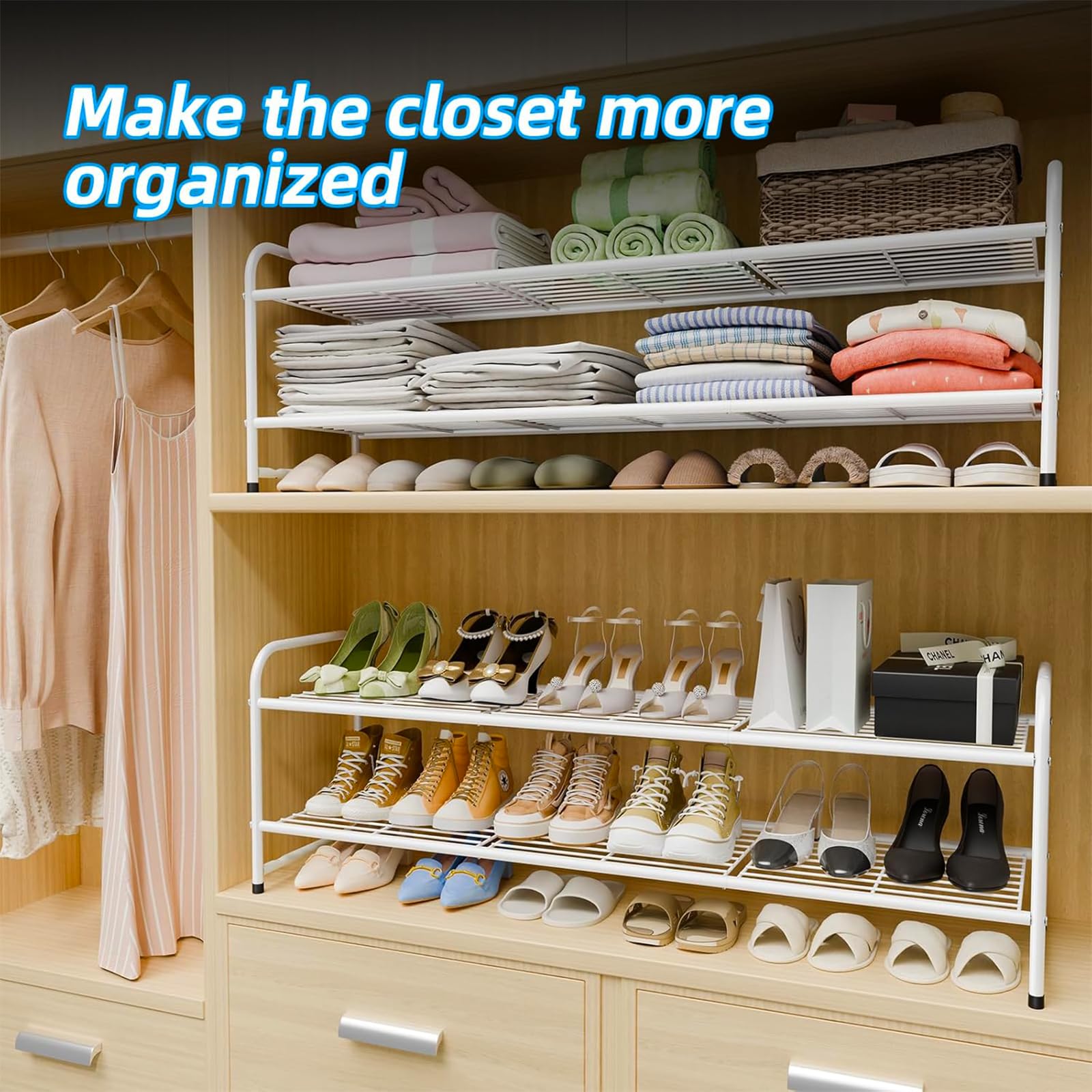 MWQ shoe rack closet white storage fits entryways and bedrooms.