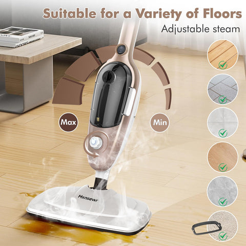 Mxnsewr detachable floor steamer for versatile cleaning across tiles, glass, and more surfaces.