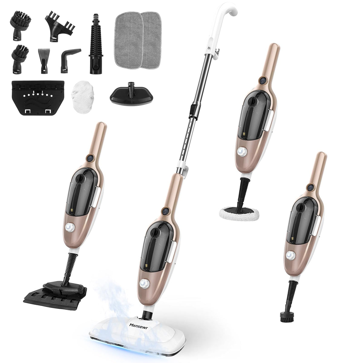 Mxnsewr steam mop in rose gold for elegant, quick hardwood floor refresh.
