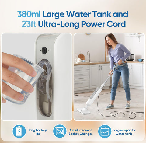 Mxnsewr Steam Mop rotating angles to reach under furniture and corners
