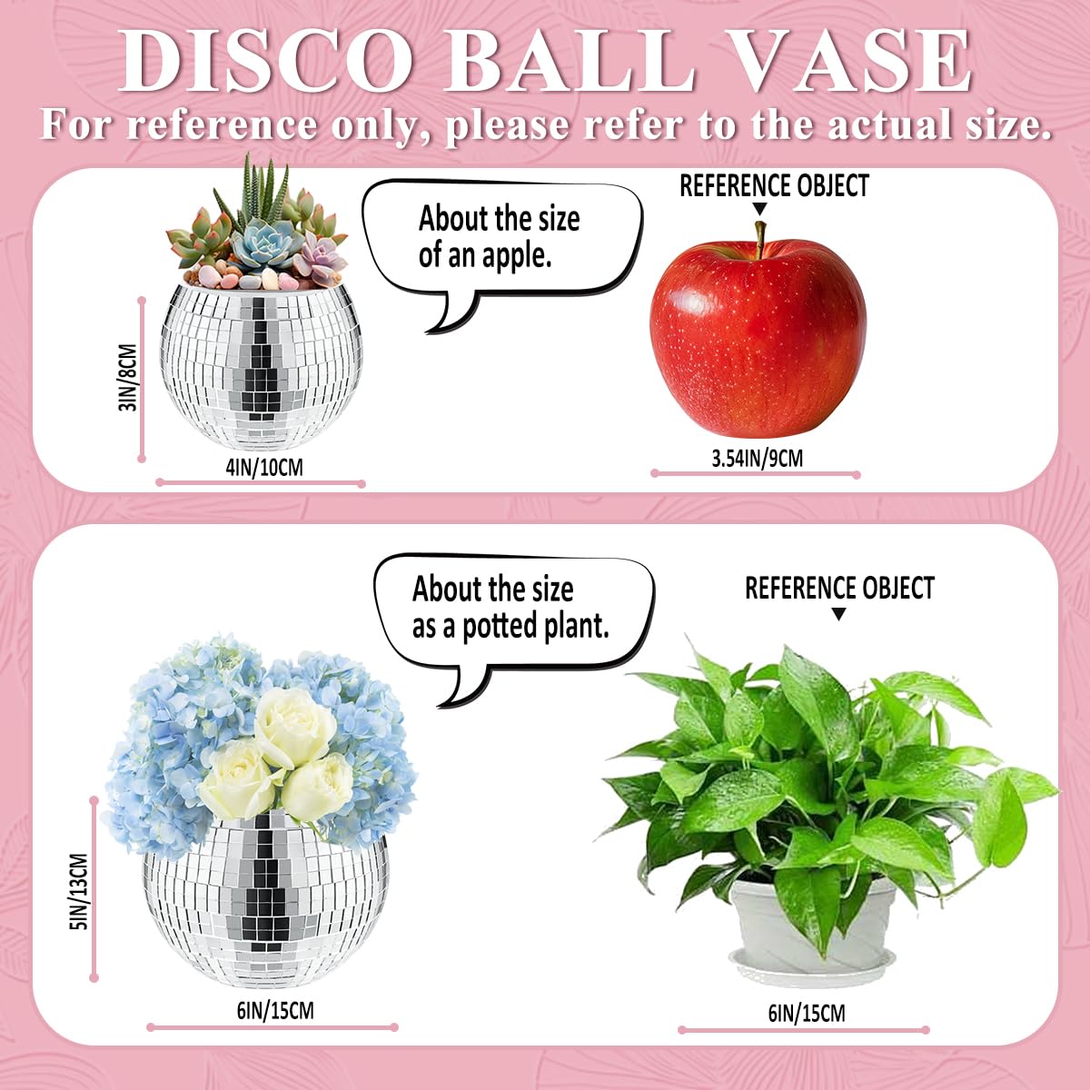 Silver disco ball vase by MXOYOXM adds mirrored flair to home decor.