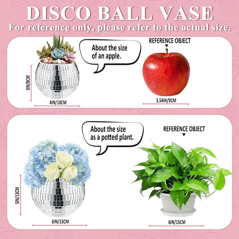 Silver disco ball vase by MXOYOXM adds mirrored flair to home decor.