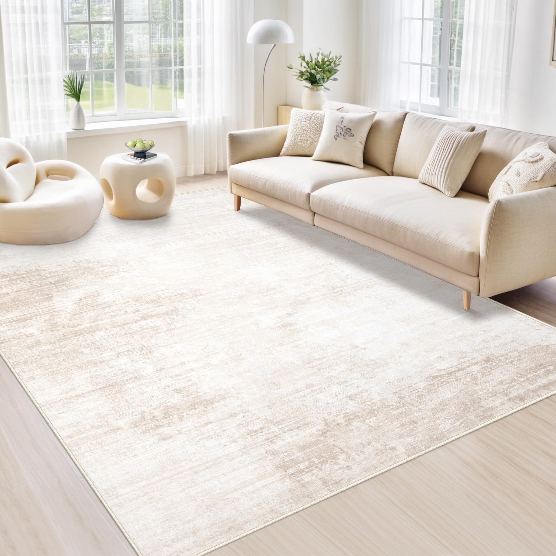 MXSANYOO area rug 5x7 modern abstract beige with easy maintenance
