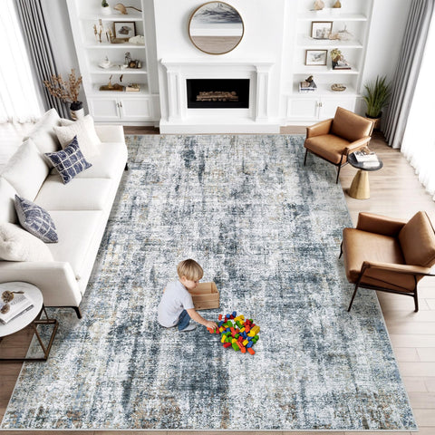 MXSANYOO 8x10 rug with abstract pattern elevates living room decor.