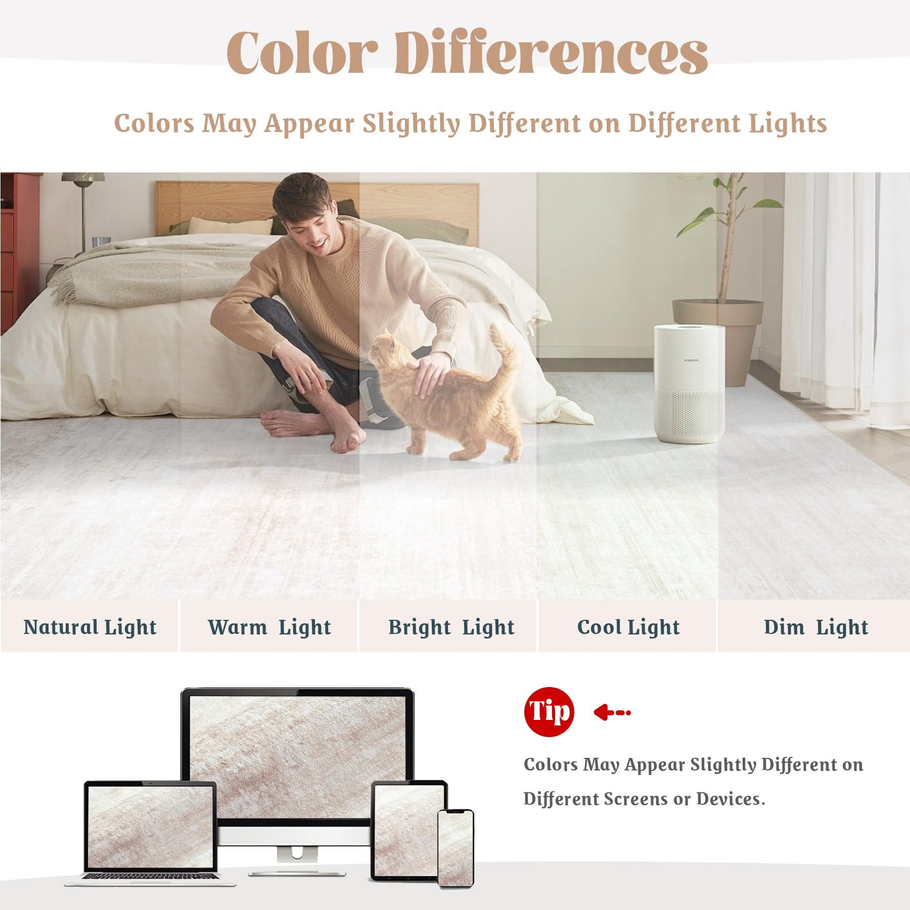 MXSANYOO neutral beige rug suits bedrooms or offices.