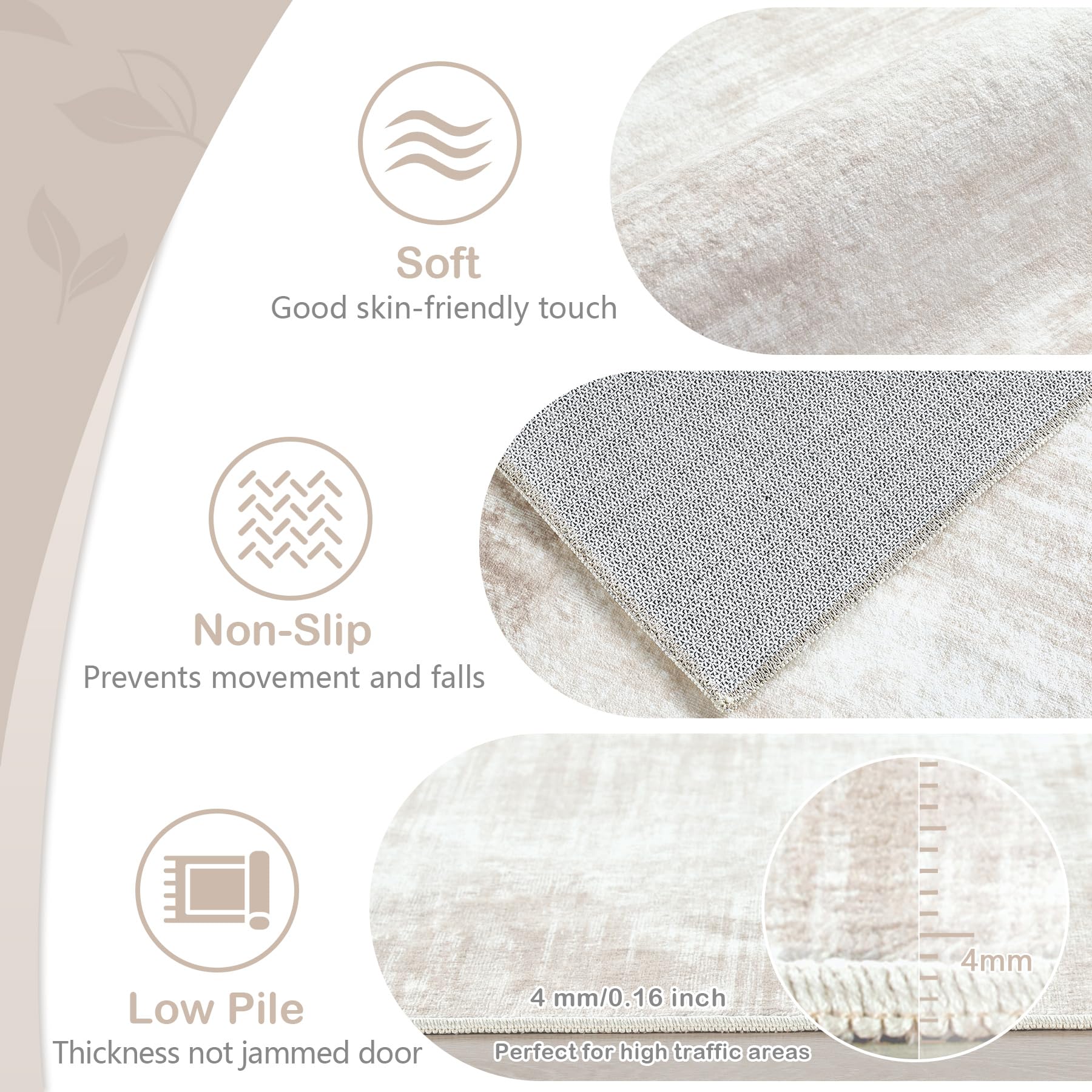 MXSANYOO stain-resistant low-pile rug resists spills.