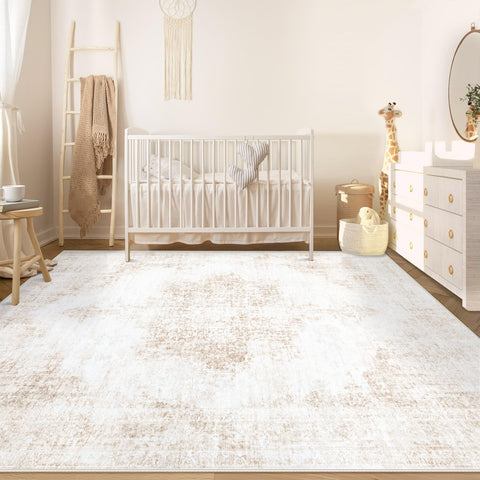 MXSANYOO beige low-pile rug with plush softness for cozy bedrooms