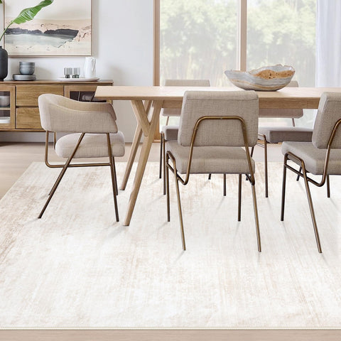 MXSANYOO modern abstract beige rug with non-slip backing for safety.