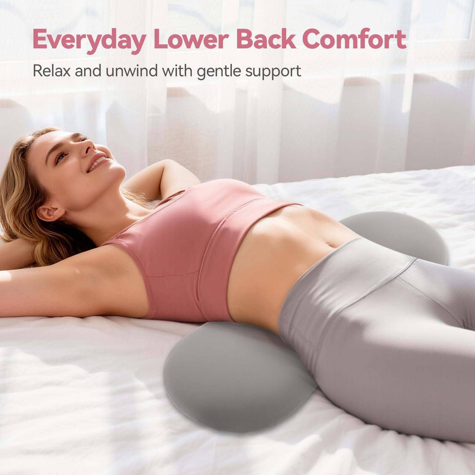 MXT Millennium memory foam back pillow highlights ergonomic curve for posture support.