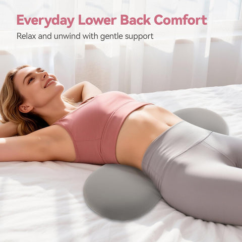 MXT Millennium memory foam back pillow highlights ergonomic curve for posture support.