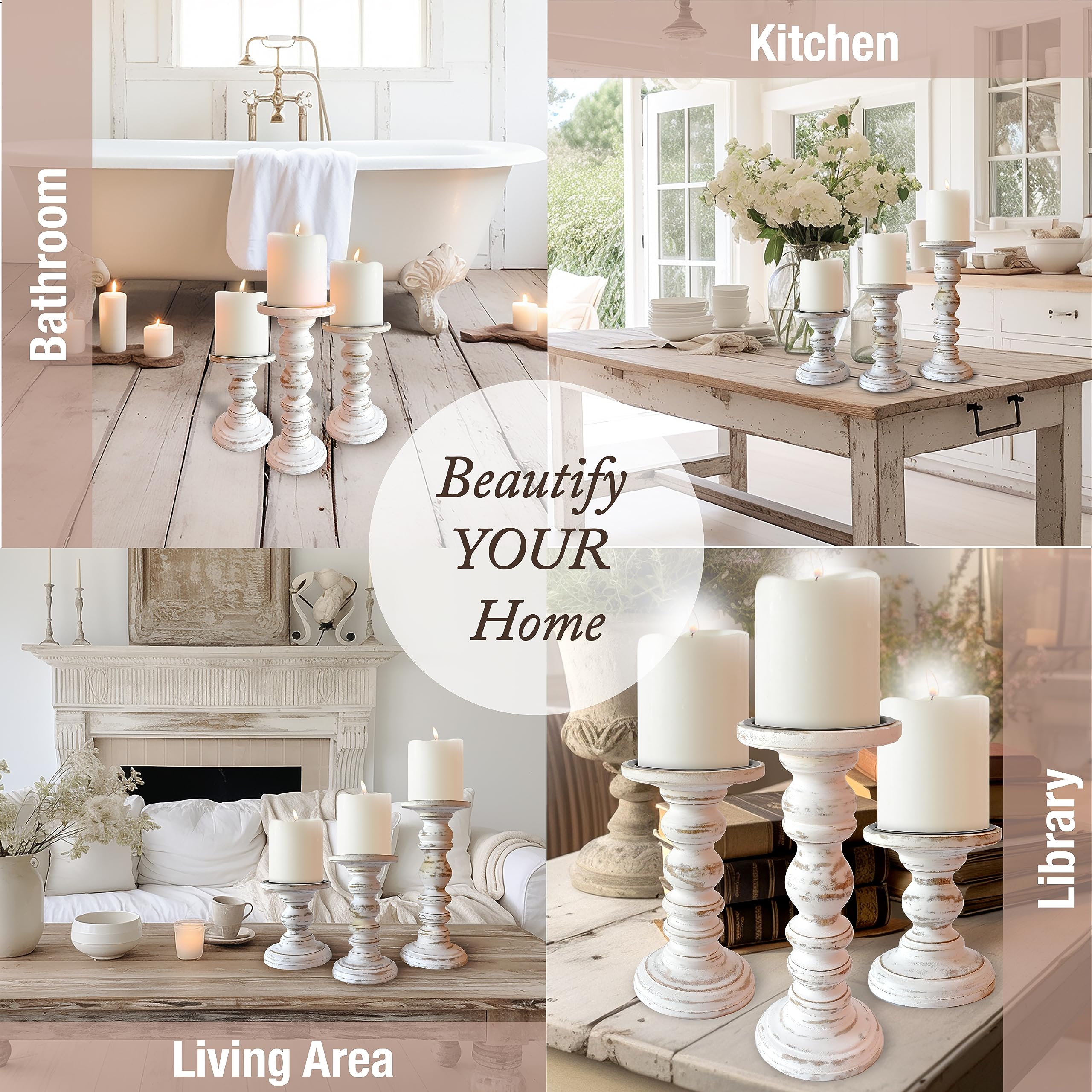 My Fancy Farmhouse dining table centerpiece stand with candles