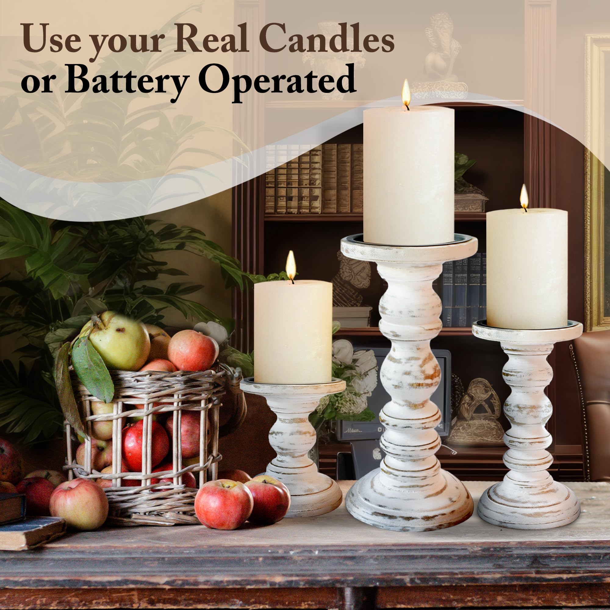 My Fancy Farmhouse gift-ready antique white candle holders for decor lovers