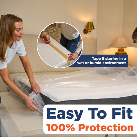 My Moving Mate 14 inch depth bag accommodates thick mattresses.