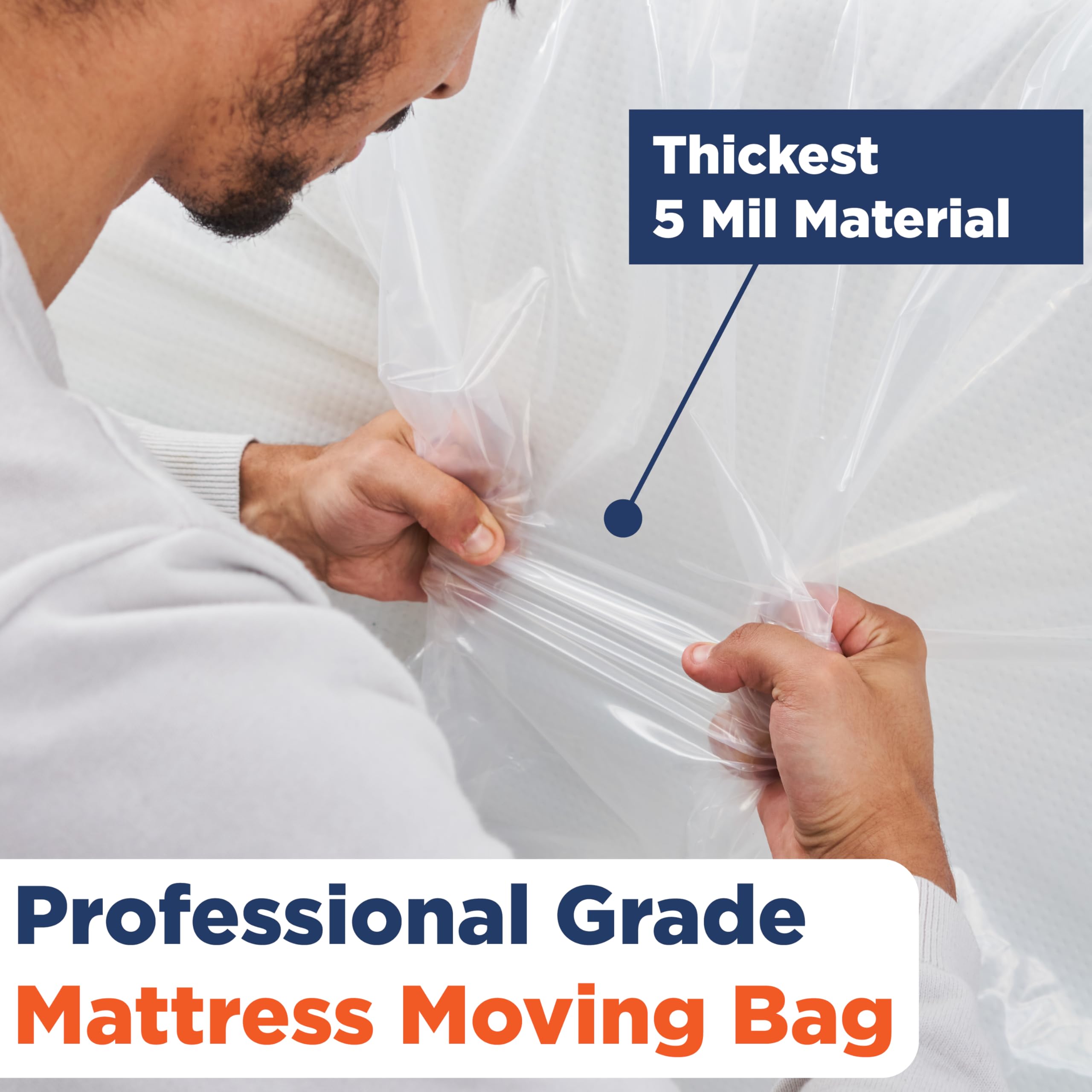 My Moving Mate tear resistant LDPE mattress bag keeps storage safe.