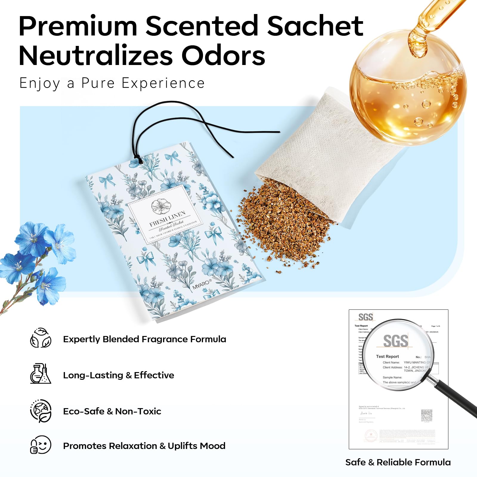 MYARO Odor-elimination sachets help refresh storage spaces and small rooms.