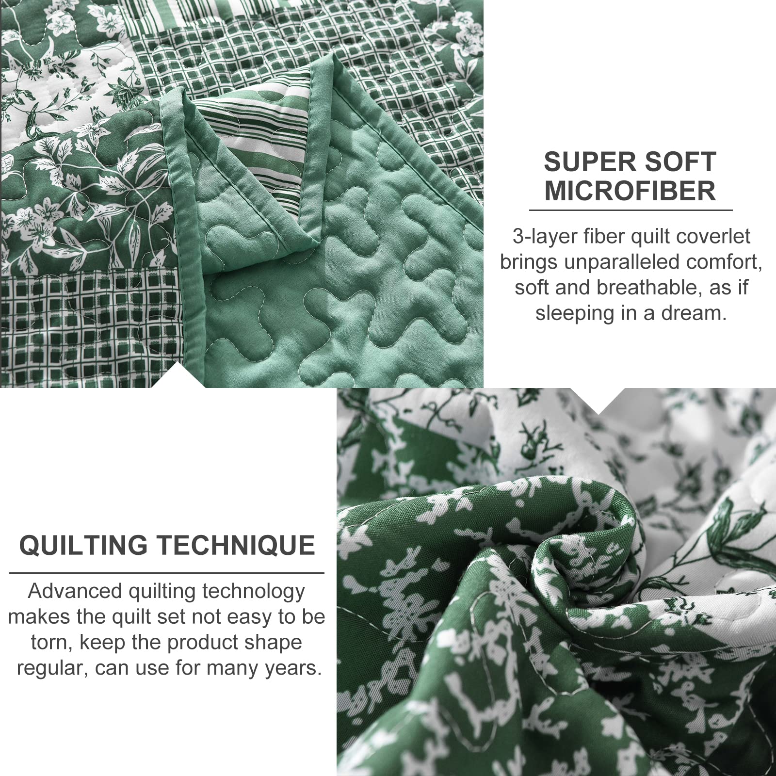 All-season use suitable as a light quilt or heavier bedspread.