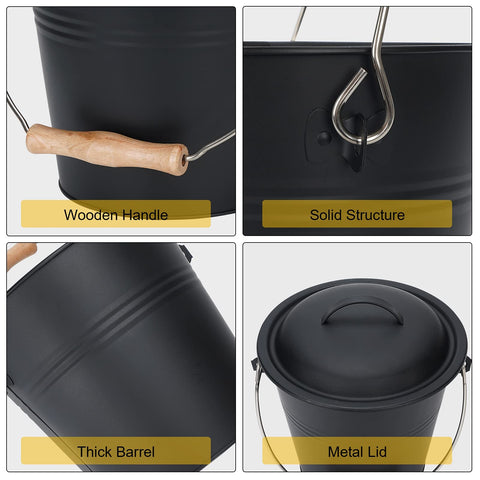 MYFIREPLACEDIRECT ash bucket broom included for quick hearth sweeping.