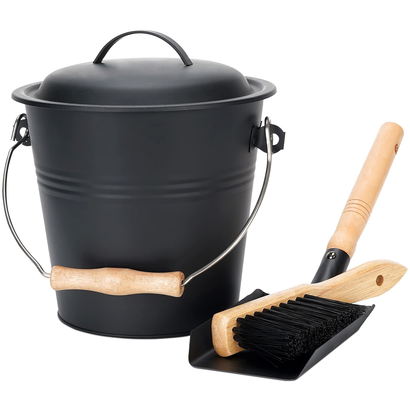 MYFIREPLACEDIRECT ash bucket with lid, compact size for easy fireplace cleanup.