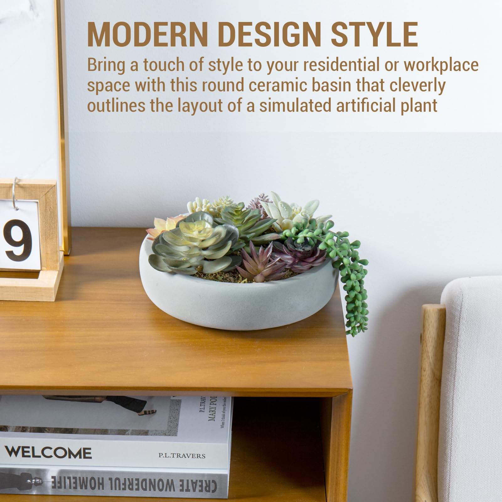 MyGift artificial succulents with moss fill add lasting low-maintenance greenery.