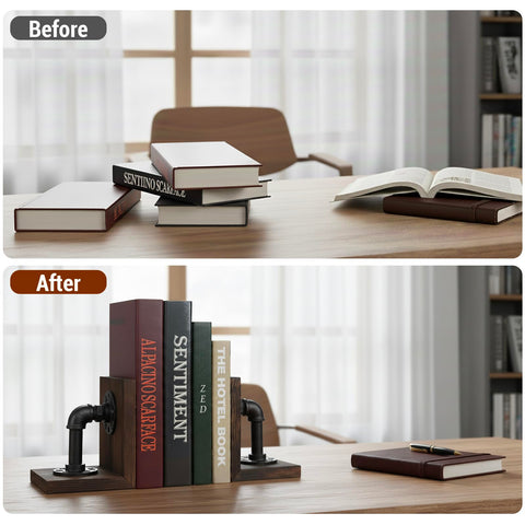 MyGift book ends sturdy L-shaped form keeps books upright.