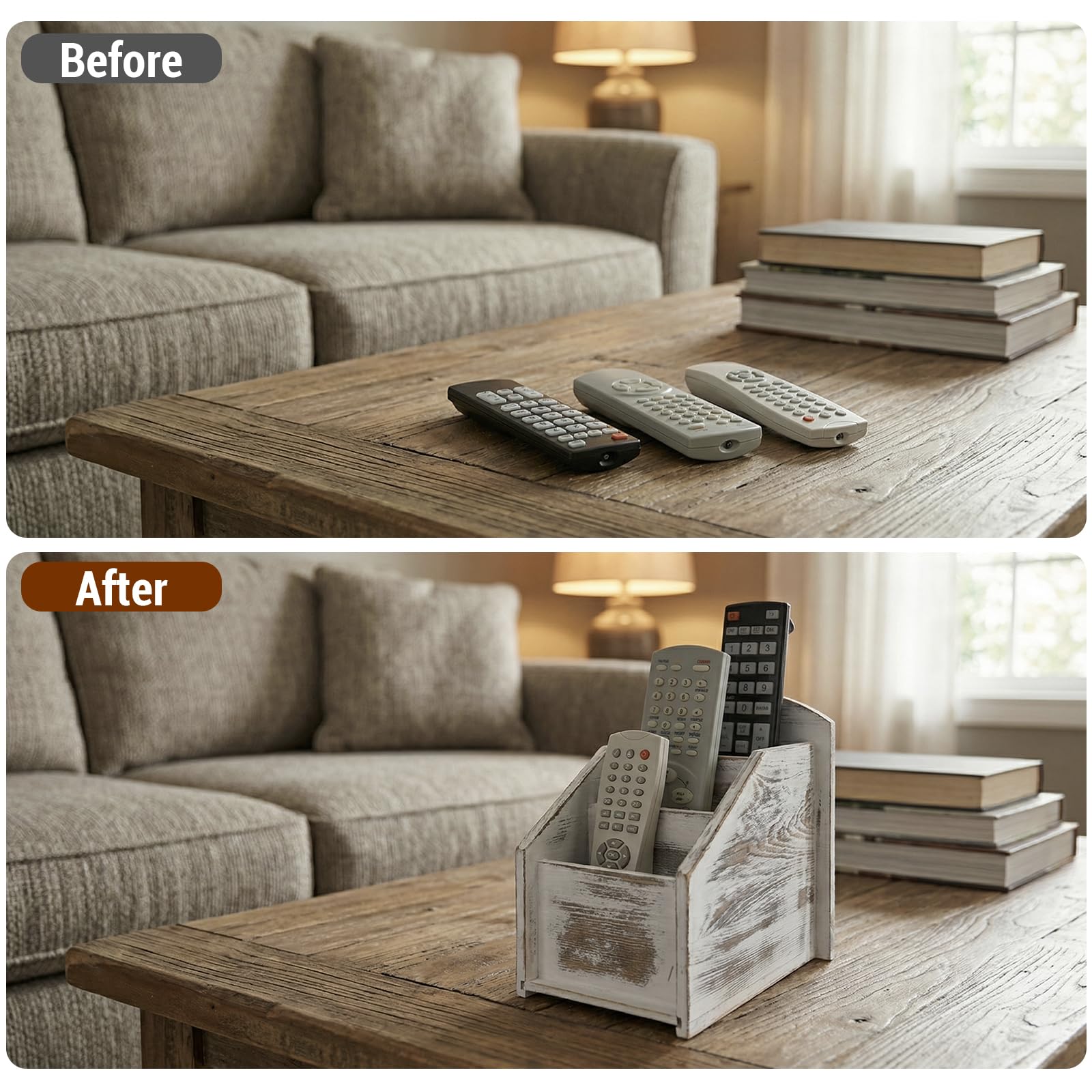 MyGift media caddy on a coffee table enhances clutter-free entertainment setup.
