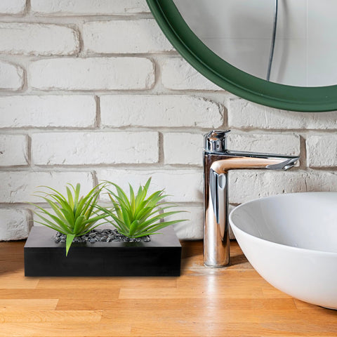 MyGift compact black wood planter suitable for desks and tables