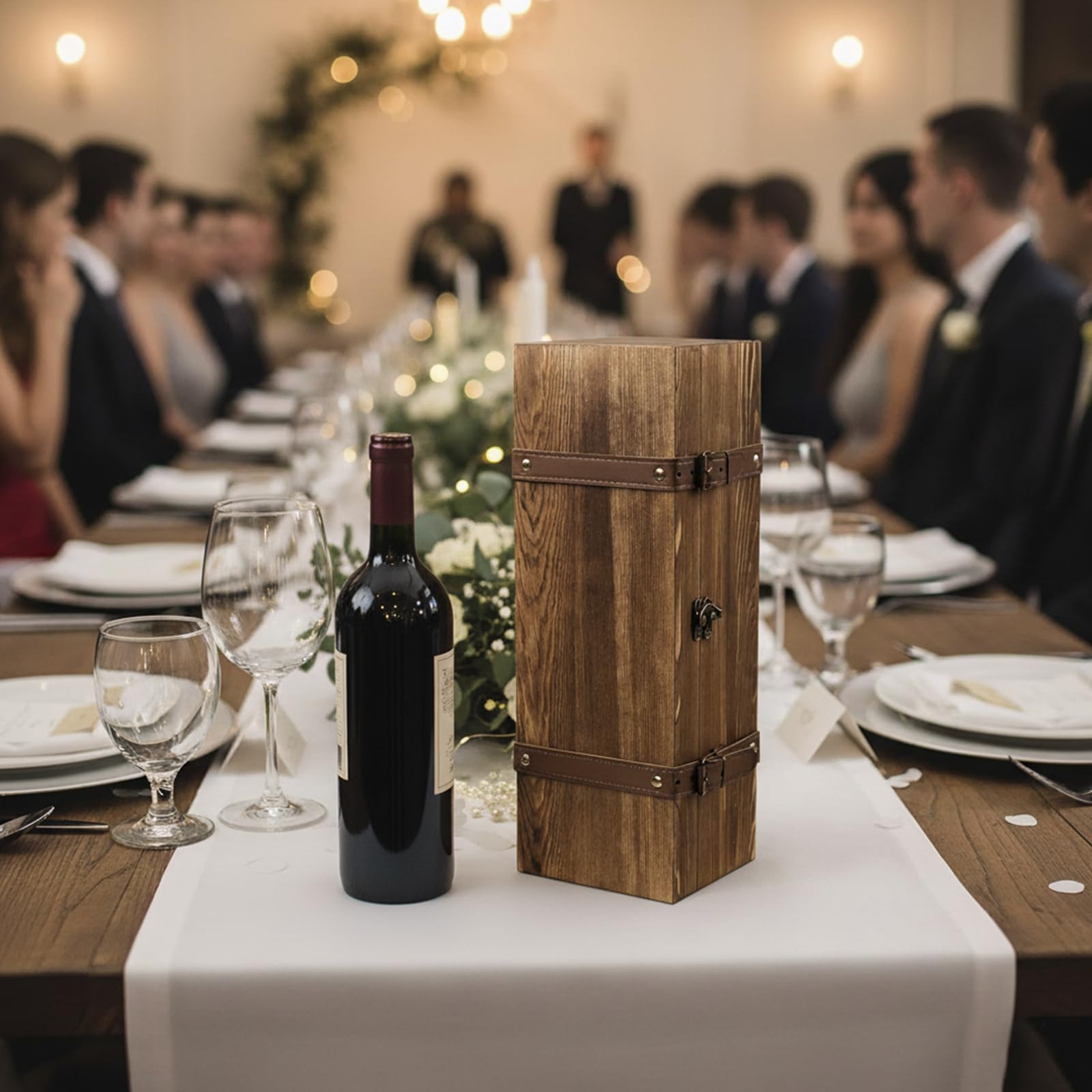 MyGift display-ready box enhances any table with rustic charm.