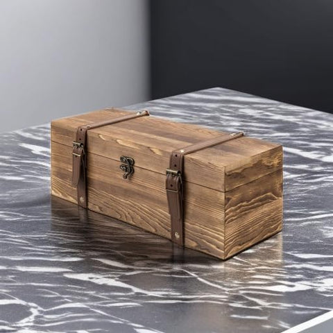 MyGift vintage-finish wooden box with unique grain patterns for style.