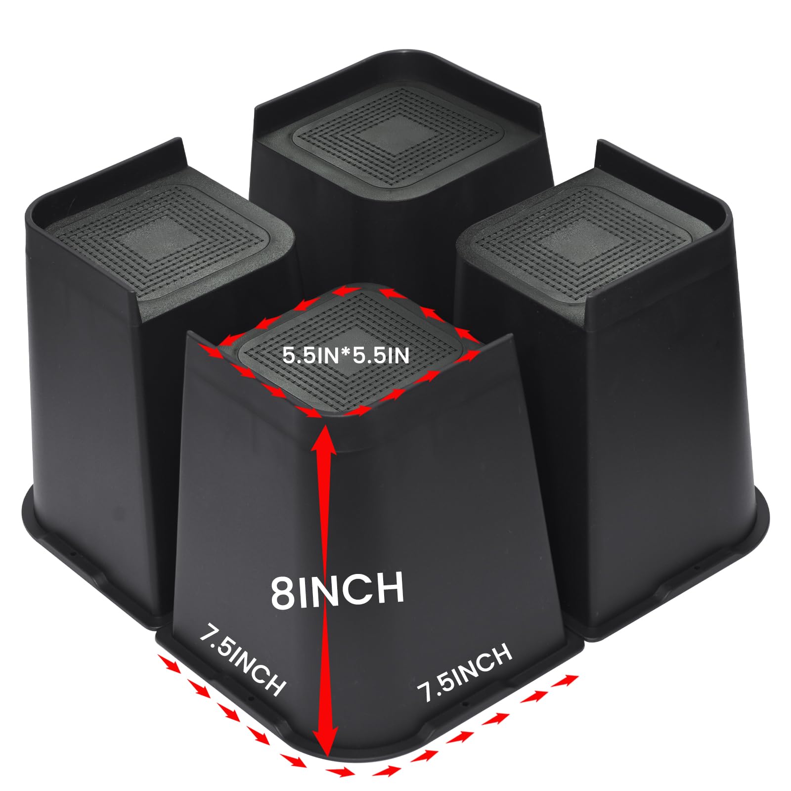MYMULIKE bed risers 8inch top-area provide stable support for heavy furniture.
