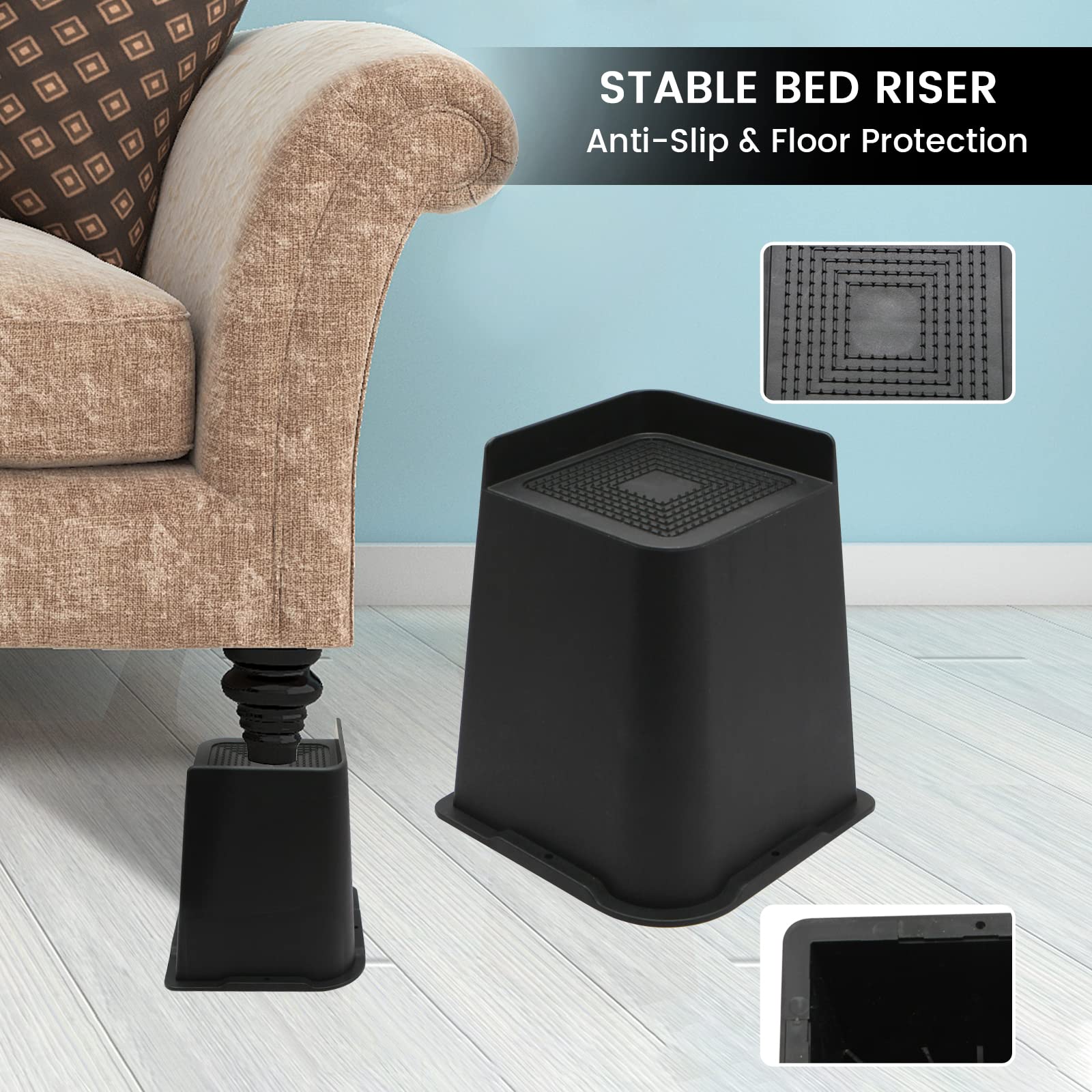 MYMULIKE anti-slip tapered top and rubber bottom protect floors.