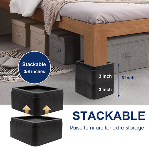 MYMULIKE risers create under-furniture storage space in any room