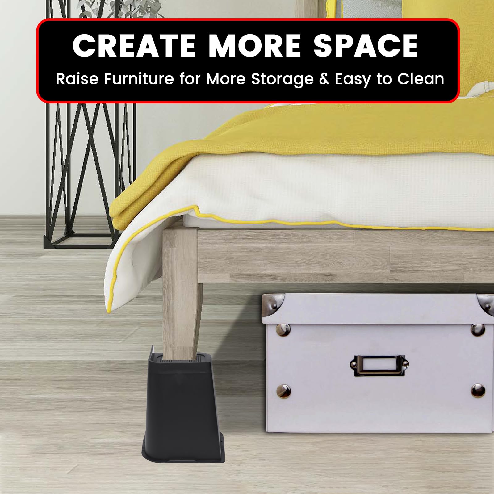 MYMULIKE bed risers enable easier cleaning by creating space beneath furniture.