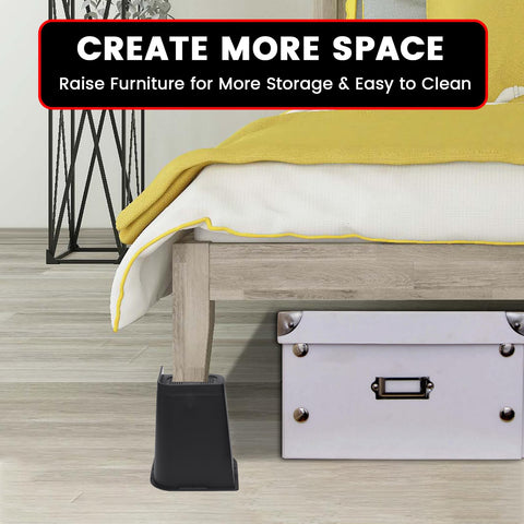 MYMULIKE bed risers enable easier cleaning by creating space beneath furniture.