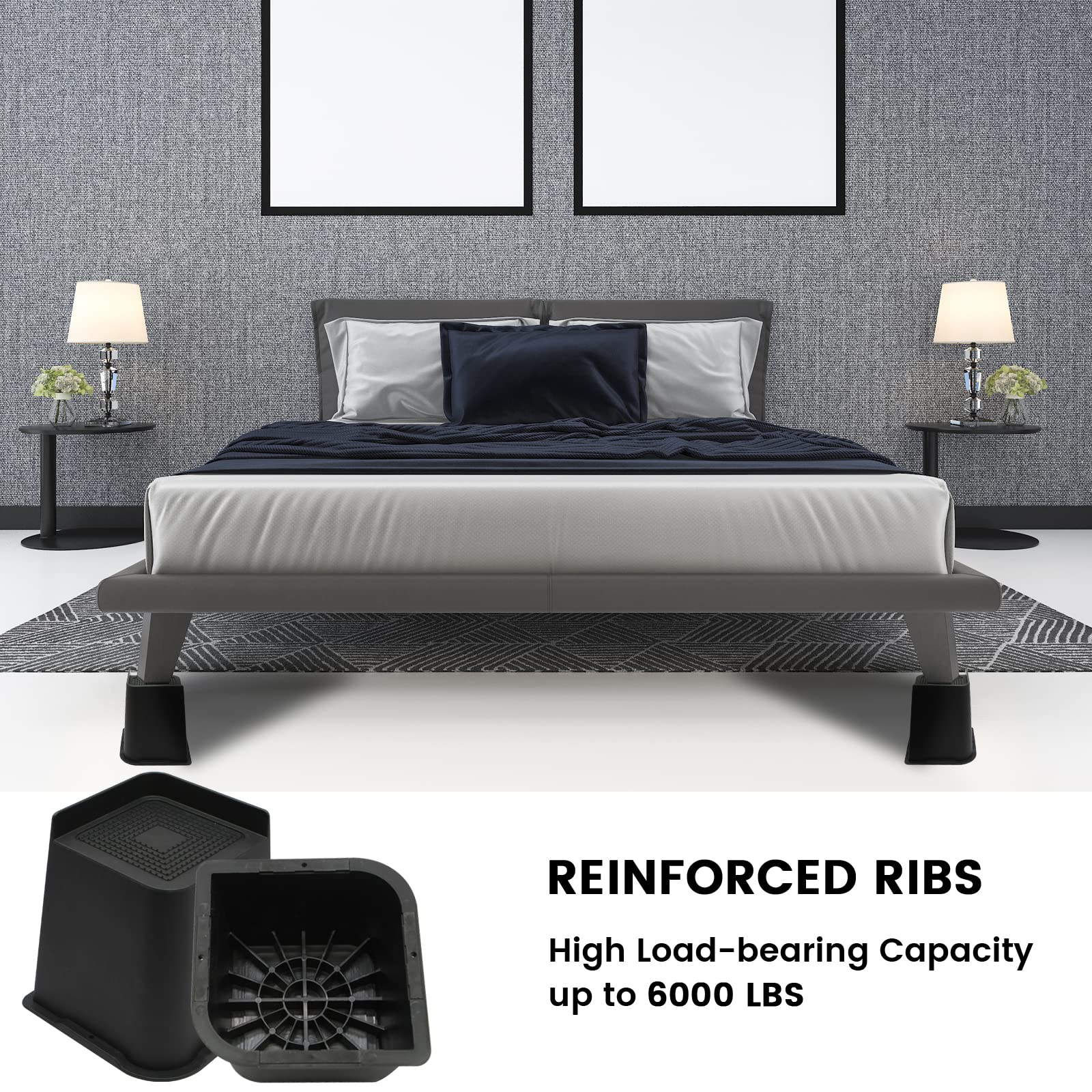 MYMULIKE 6-inch lift creates extra storage space under furniture.