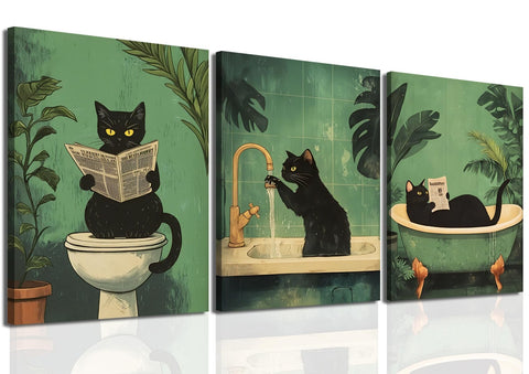 Mynotix funny bathroom black cat bathtub print adds playful charm to bathrooms