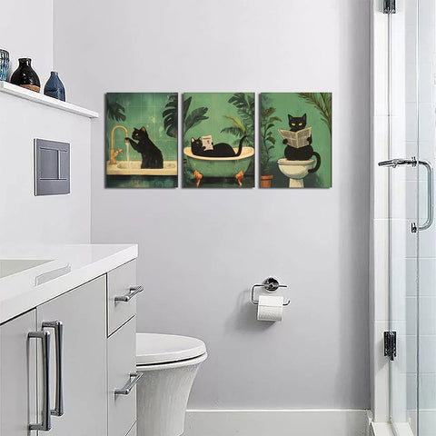 Mynotix wood-frame decor adds a sleek, modern touch to small bathrooms