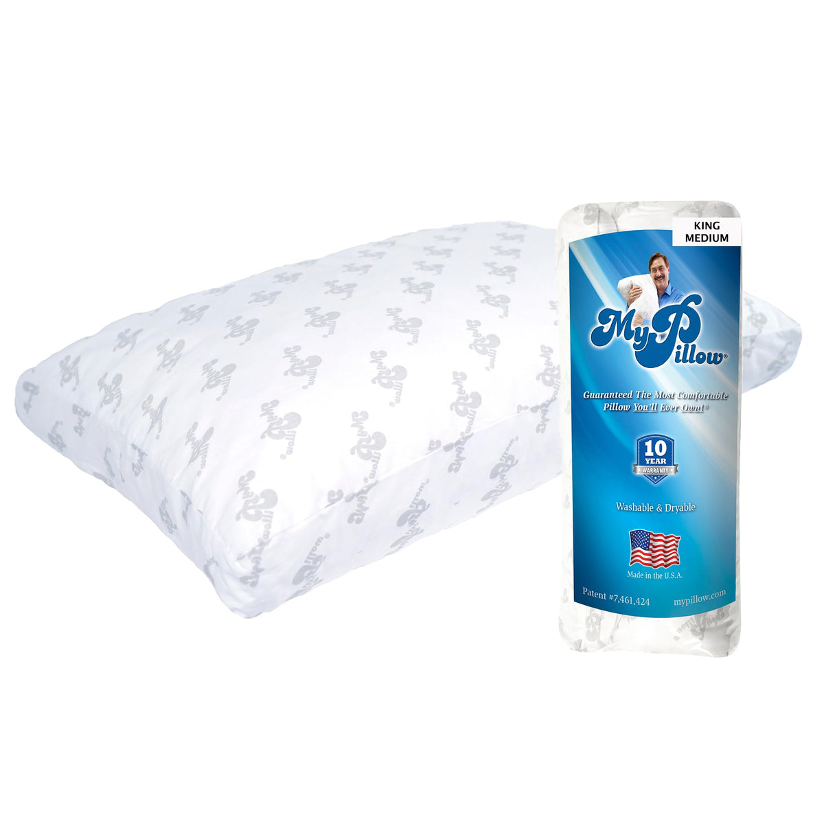 MyPillow Premium King pillow close-up of the 2-inch gusset for customizable support.